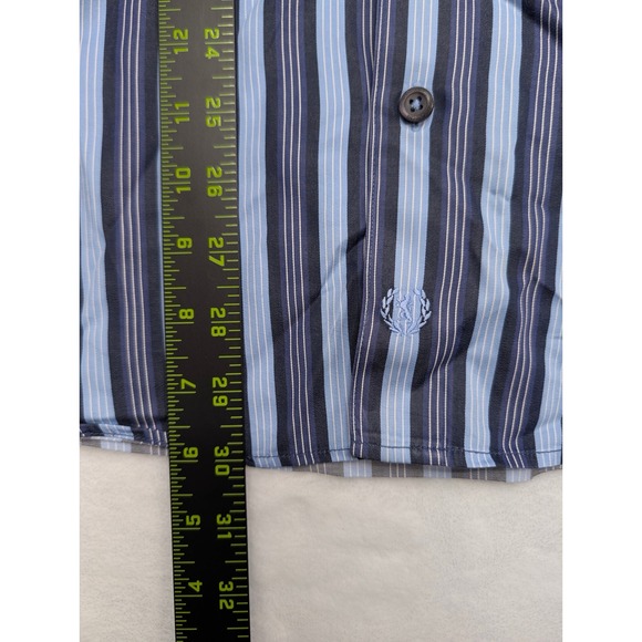 BUGATCHI UOMO Mens Striped Long Sleeve Dress Shirt Size Medium Blue - Picture 6 of 8